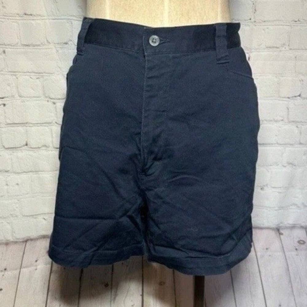 Vintage Lee Navy Blue Cotton Twill Chino Shorts Flat Front Casual 4 Inseam